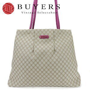 Celine Tote Bag Shoulder Macadam Canvas Leather Beige Pink